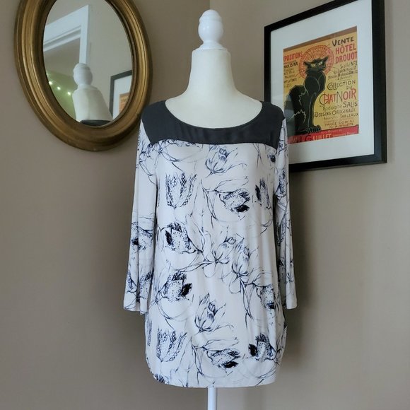 Anthropologie Tops - Anthro Leifsdottir Floral Print Silk Back Blouse S